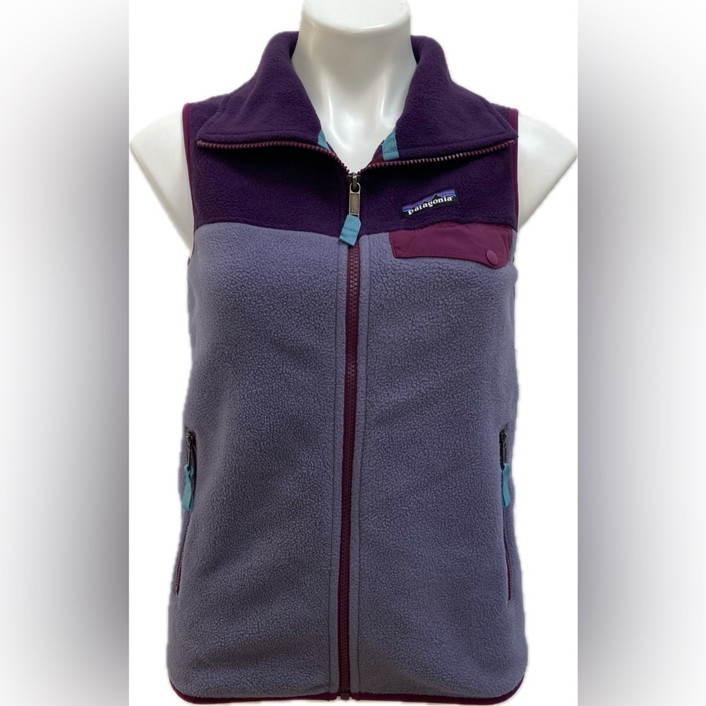 RARE VINTAGE PATAGONIA PURPLE COLORBLOCK RETRO SYNCHILLA FLEECE FULL ZIP VEST